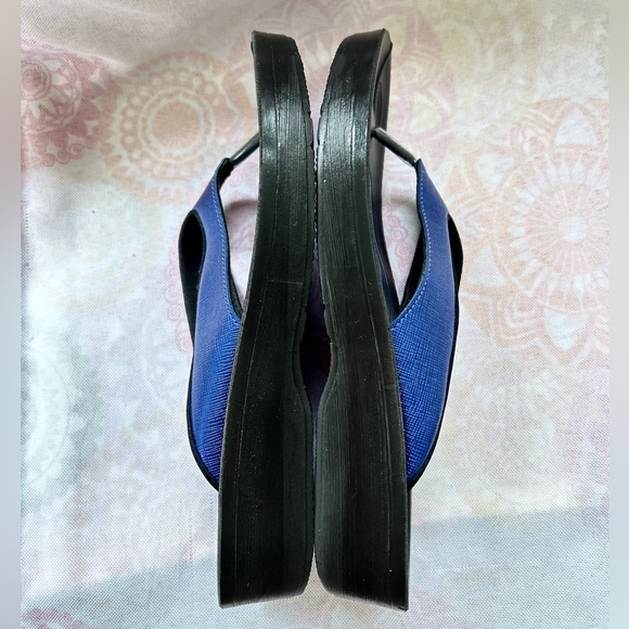 Aerothotic Blue Black Size 8 Flip Flops Matte Gloss Metallic Sandals NEW - Picture 10 of 14